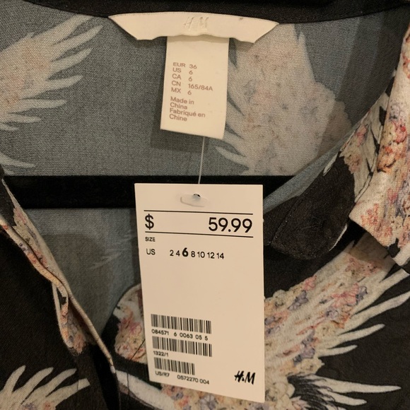 H&M long sleeve Bird Dress New with tags - Picture 2 of 4